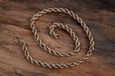 Lot 104 - A 9ct gold rope link necklace
