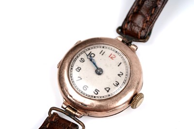 Lot 294 - A 1920's lady's 9ct rose gold cased wristwatch