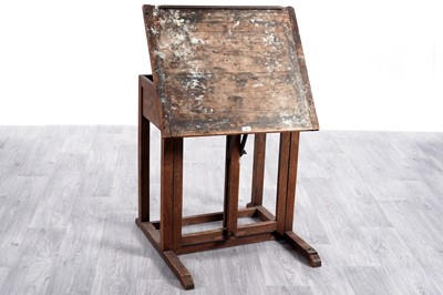 Lot 551 - An early 20th Century oak artists table belonging to William Palmer Robins