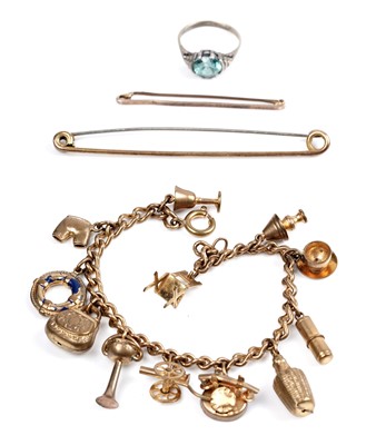 Lot 124 - A selection of antique jewellery including: a 9ct gold tie pin