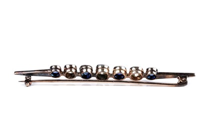 Lot 508 - A Victorian sapphire and diamond bar brooch