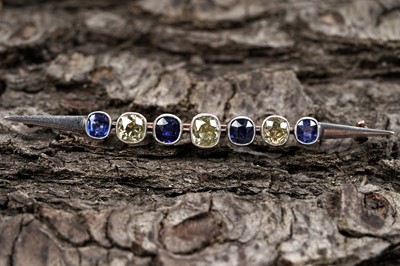 Lot 508 - A Victorian sapphire and diamond bar brooch