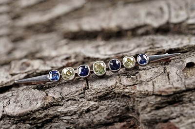 Lot 508 - A Victorian sapphire and diamond bar brooch