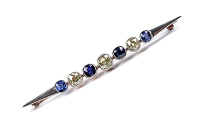 Lot 508 - A Victorian sapphire and diamond bar brooch