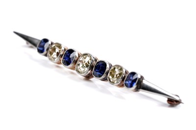 Lot 508 - A Victorian sapphire and diamond bar brooch