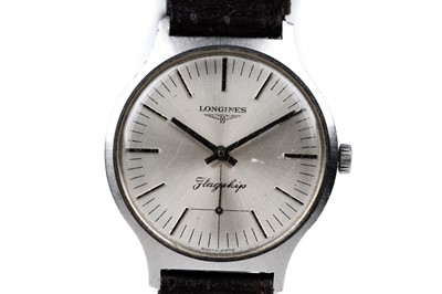 Lot 449 - Longines Flagship: a stainless steel cased manual wind wristwatch
