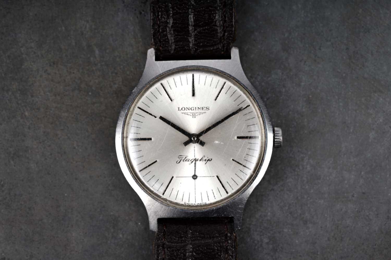 Lot 449 - Longines Flagship: a stainless steel cased manual wind wristwatch
