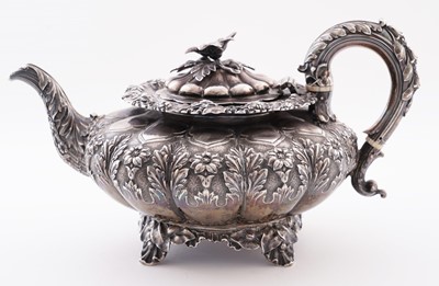 Lot 115 - A late George IV silver three-piece tea service