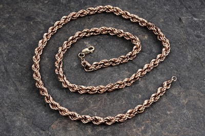 Lot 31 - A 9ct rose gold rope twist neck chain