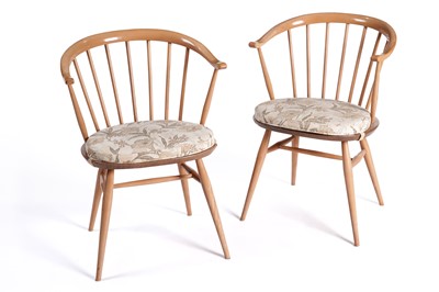 Lot 525 - Lucian Ercolani for Ercol: a pair of model 338 ‘Cowhorn’ beech armchairs