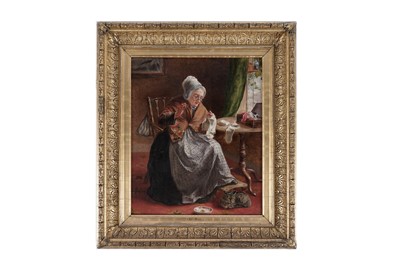Lot 726 - George Augustus Holmes - Darning Socks | oil