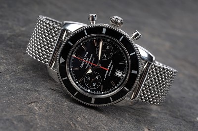 Lot 439 - Breitling Heritage Superocean: a steel cased chronograph automatic wristwatch