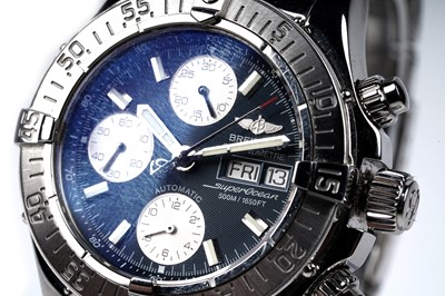 Lot 440 - Breitling Superocean: a steel cased chronograph automatic wristwatch