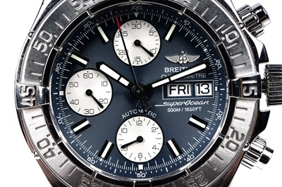 Lot 440 - Breitling Superocean: a steel cased chronograph automatic wristwatch