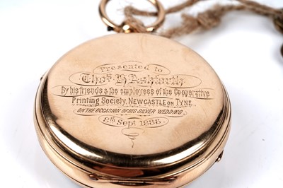 Lot 466 - Coventry Watch Manufacturing Company: an 18ct yellow gold chronograph open faced pocket watch