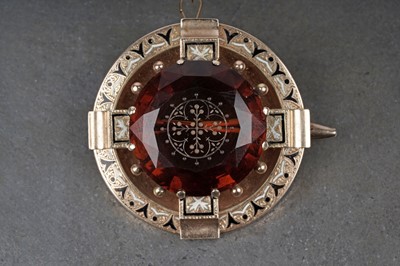Lot 548 - Follower of Augustus Welby Northmore Pugin: a fine Victorian citrine and gold brooch