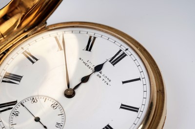 Lot 306 - An early 20th Century 18ct gold half hunter pocket watch by Lister and Sons of Newcastle