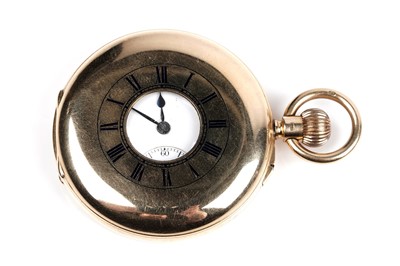 Lot 306 - An early 20th Century 18ct gold half hunter pocket watch by Lister and Sons of Newcastle