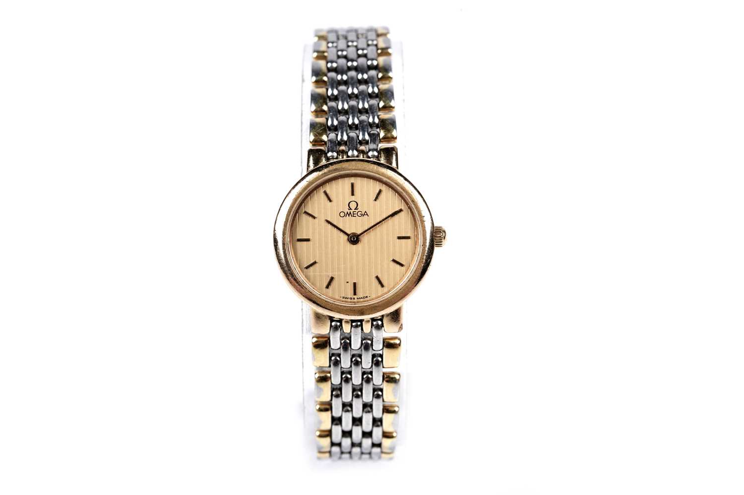 Lot 430 - Omega De Ville: a gilt steel cased lady's quartz cocktail watch