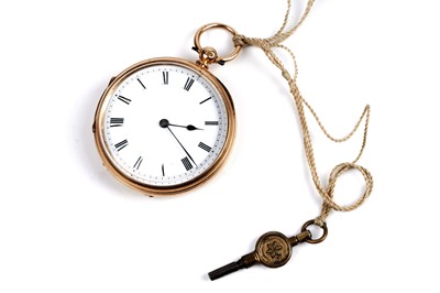 Lot 309 - An 18ct gold open-faced fob watch