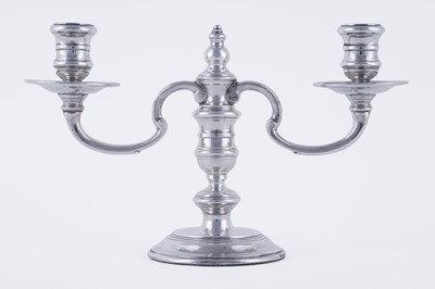 Lot 345 - An Elizabeth II silver two-branch candelabra