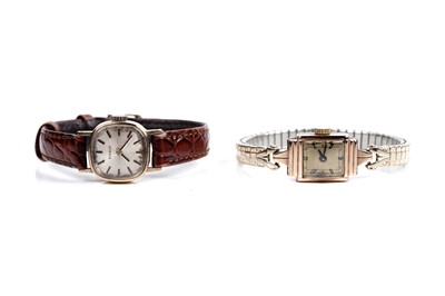 Lot 284 - A 1947 9ct gold cocktail watch in a streamline Modern case; and a 9ct gold cased Tissot