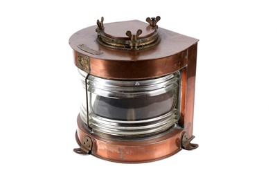 Lot 123 - A copper and glass masthead ships lamp