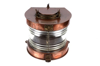 Lot 123 - A copper and glass masthead ships lamp