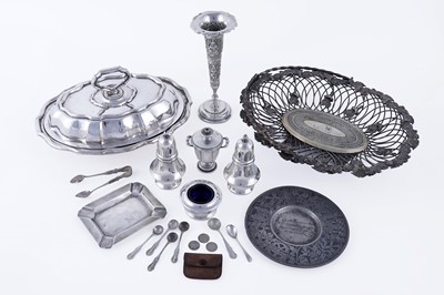 Lot 343 - Silver and silverplated items including: an Indian solifleur vase