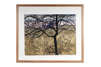 Lot 605 - Nicholas Barnham - Strethall Church & Apple Tree | linocut