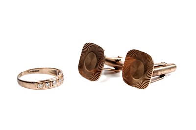 Lot 87 - A diamond half-hoop eternity ring; and a pair of 9ct gold cufflinks
