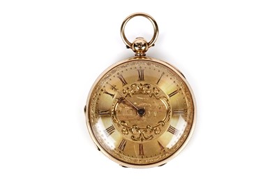 Lot 464 - M. Perkin, 19 Upperhead Row, Leeds: an 18ct yellow gold cased open faced fob watch