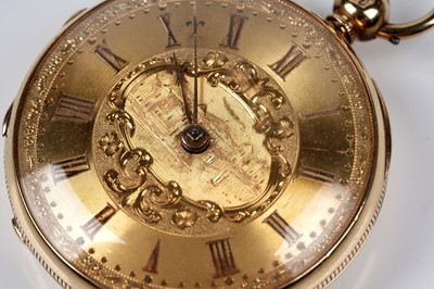 Lot 464 - M. Perkin, 19 Upperhead Row, Leeds: an 18ct yellow gold cased open faced fob watch