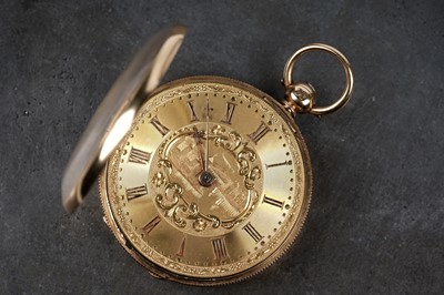 Lot 464 - M. Perkin, 19 Upperhead Row, Leeds: an 18ct yellow gold cased open faced fob watch