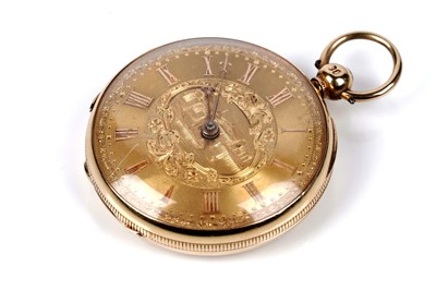 Lot 464 - M. Perkin, 19 Upperhead Row, Leeds: an 18ct yellow gold cased open faced fob watch