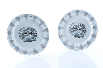 Lot 611 - A pair of Eric Ravilious for Wedgwood 'Travel' plates