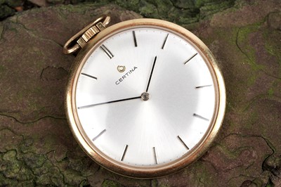 Lot 295 - An 18ct gold cased Certina slimline open-faced pocket watch