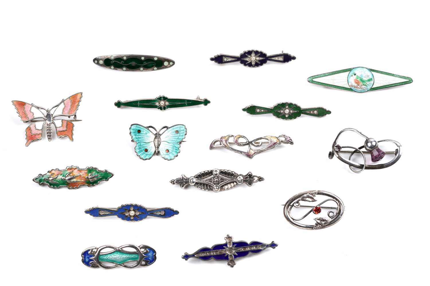 Lot 55 - Charles Horner and other silver brooches