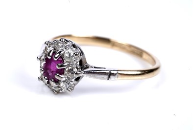 Lot 31 - A pair of ruby and diamond stud earrings; and a ruby and diamond ring