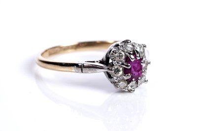 Lot 31 - A pair of ruby and diamond stud earrings; and a ruby and diamond ring
