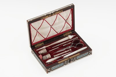 Lot 362 - A late 19th Century French Boulle-style sewing box