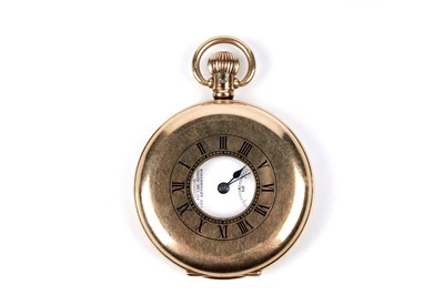 Lot 469 - Kendal & Dent, London, The Kendentick: an 18ct yellow gold cased half hunter pocket watch