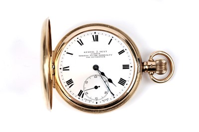 Lot 469 - Kendal & Dent, London, The Kendentick: an 18ct yellow gold cased half hunter pocket watch