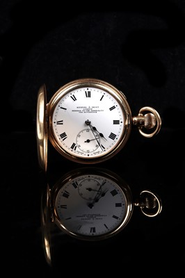Lot 469 - Kendal & Dent, London, The Kendentick: an 18ct yellow gold cased half hunter pocket watch