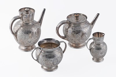 Lot 89 - A Victorian four-piece tea service, by Martin, Hall & Co
