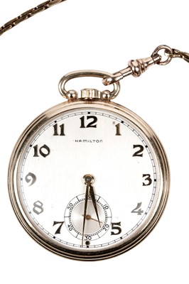 Lot 468 - Hamilton Watch Co: a 14ct yellow gold cased open faced pocket watch