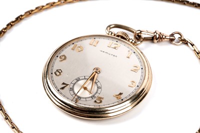 Lot 468 - Hamilton Watch Co: a 14ct yellow gold cased open faced pocket watch