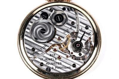 Lot 468 - Hamilton Watch Co: a 14ct yellow gold cased open faced pocket watch