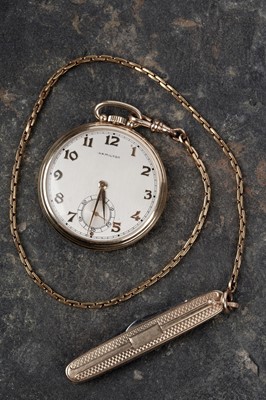 Lot 468 - Hamilton Watch Co: a 14ct yellow gold cased open faced pocket watch