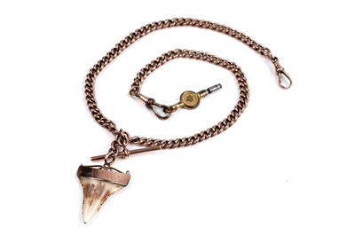 Lot 187 - An antique 9ct rose gold double "Albert" watch chain; and a gilt-metal swivel chain